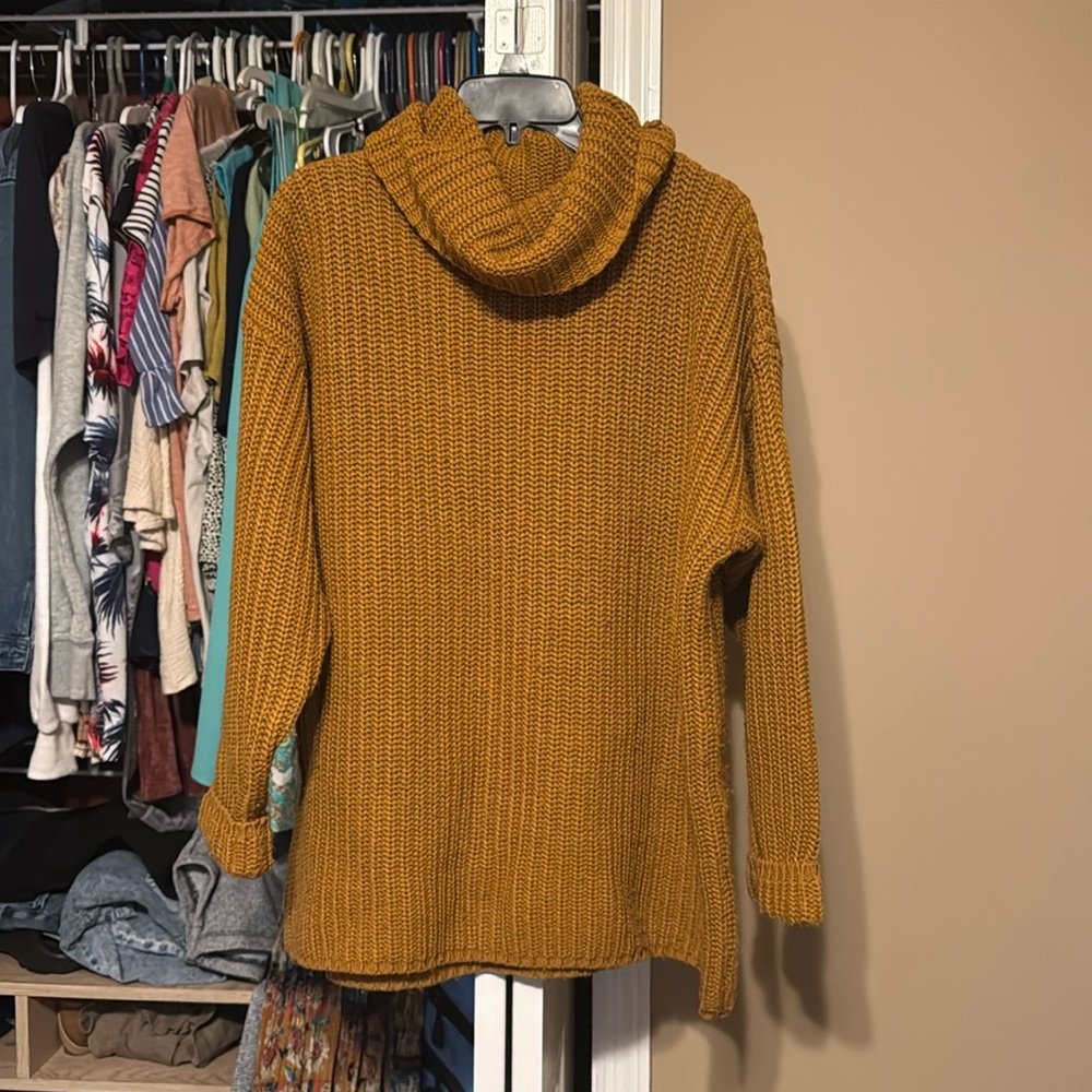 Nuggets Mustard Colored Cowl Neck Sweater